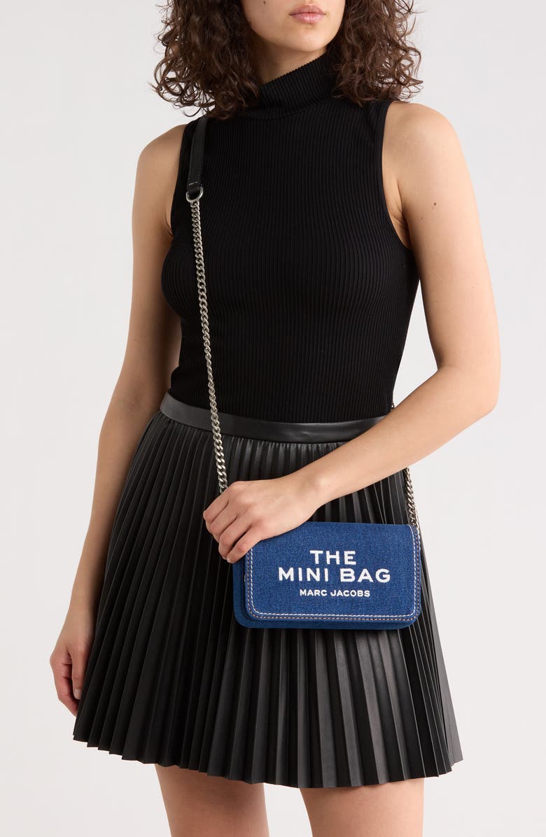 Marc Jacobs The Mini Denim Crossbody Bag, Alternate, color, Dark Wash