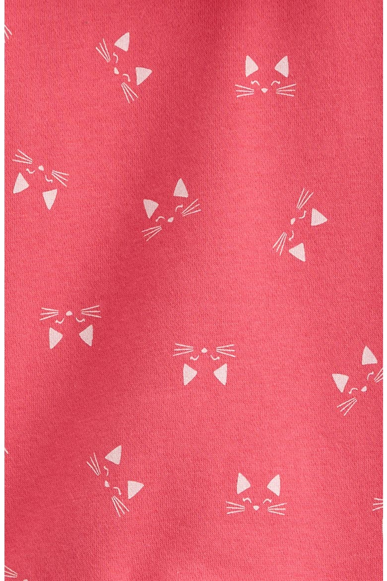 Kids' Long Sleeve Hooded Fleece Sweatshirt Dress, Alternate, color, PINK FANDANGO KITTEN FACE