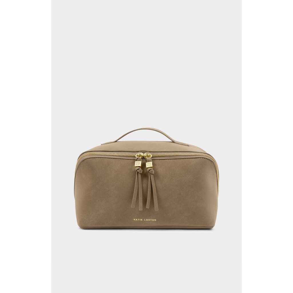 Katie Loxton Soho Large Make Up / Wash Bag in Taupe Suedette at Nordstrom