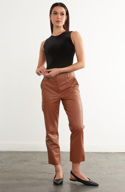 Commando Crop Tapered Faux Leather Trousers In Cocoa