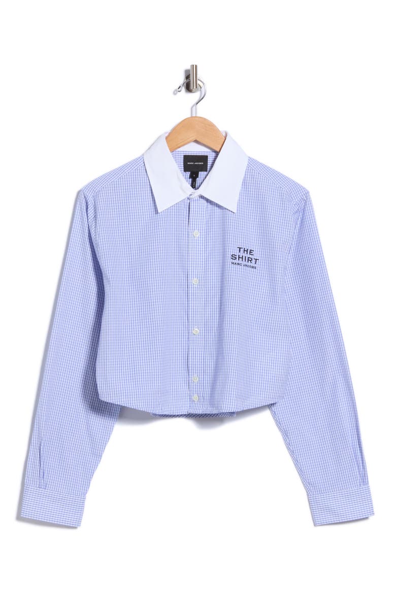 The Cropped Femme Cotton Shirt, Main, color, BLUE MULTI