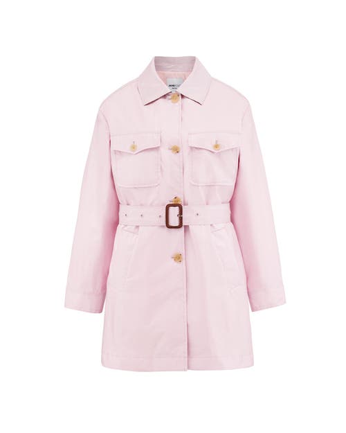 Jane Post Belted Safari Rain Jacket In Blush Pink