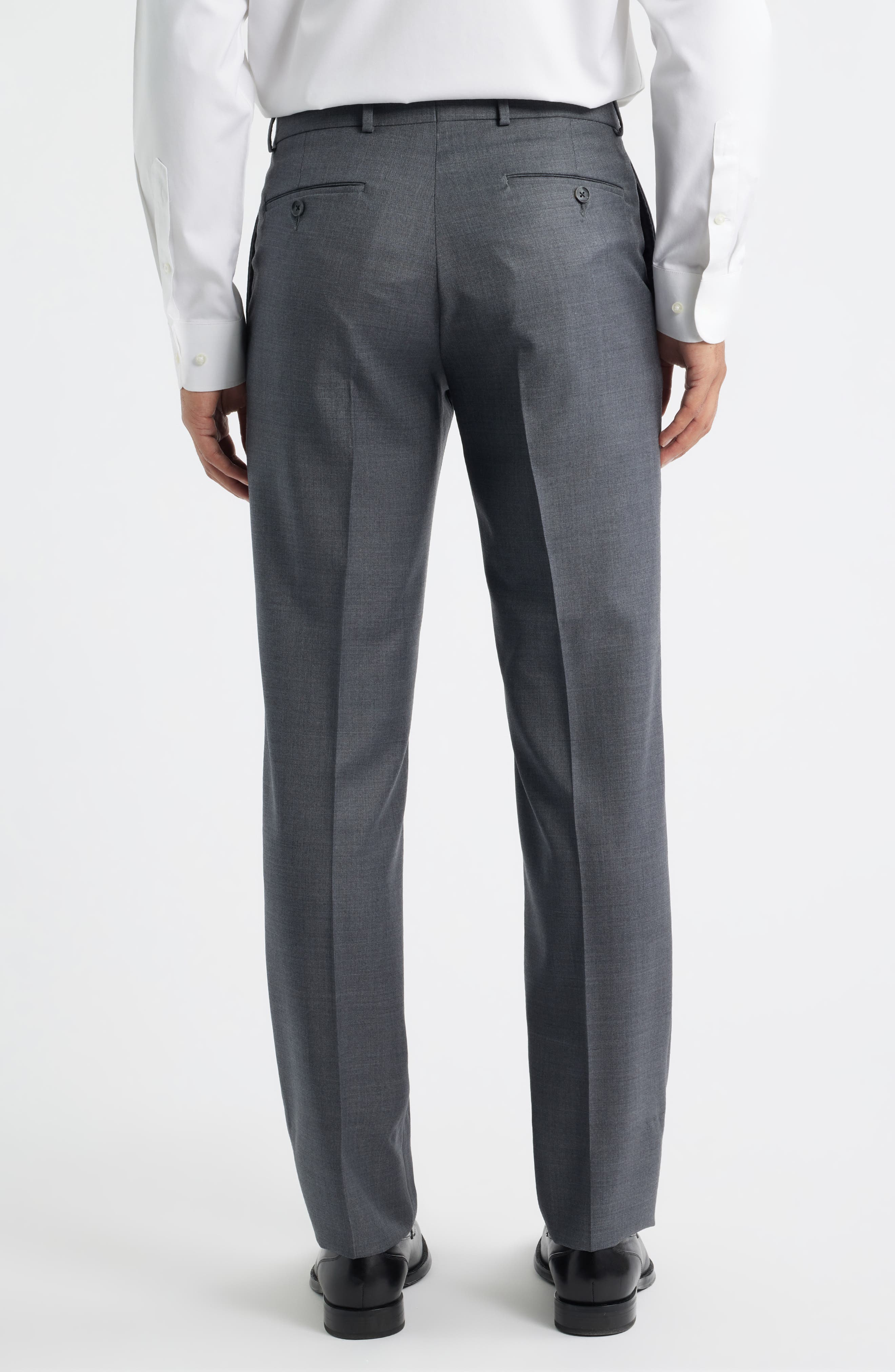 Flat Front Grey Super 120s Wool Dress Pants - image 2