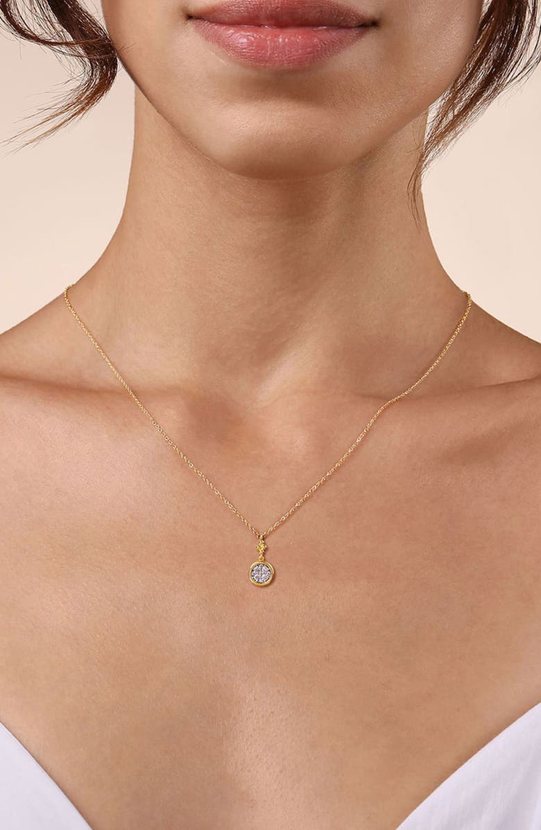 Gabriel & Co. Bujukan Diamond Cluster Drop Pendant Necklace, Alternate, color, Two Tone