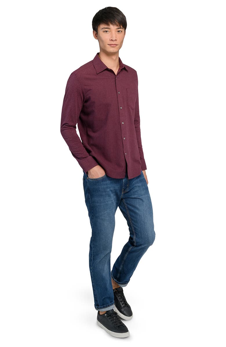 W.R.K Reworked Slim Fit Heathered Burgundy Cotton Button-Up Shirt, Alternate, color, Burgundy