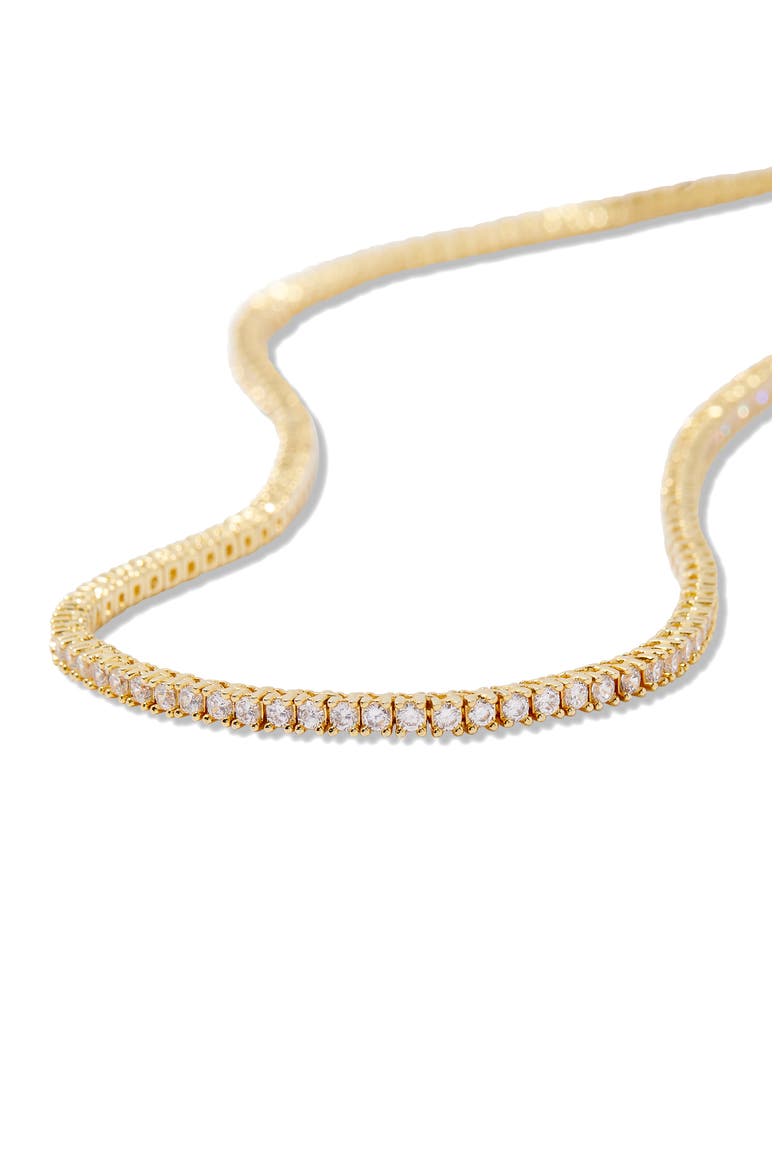 Georgina Cubic Zirconia Tennis Necklace, Alternate, color, GOLD