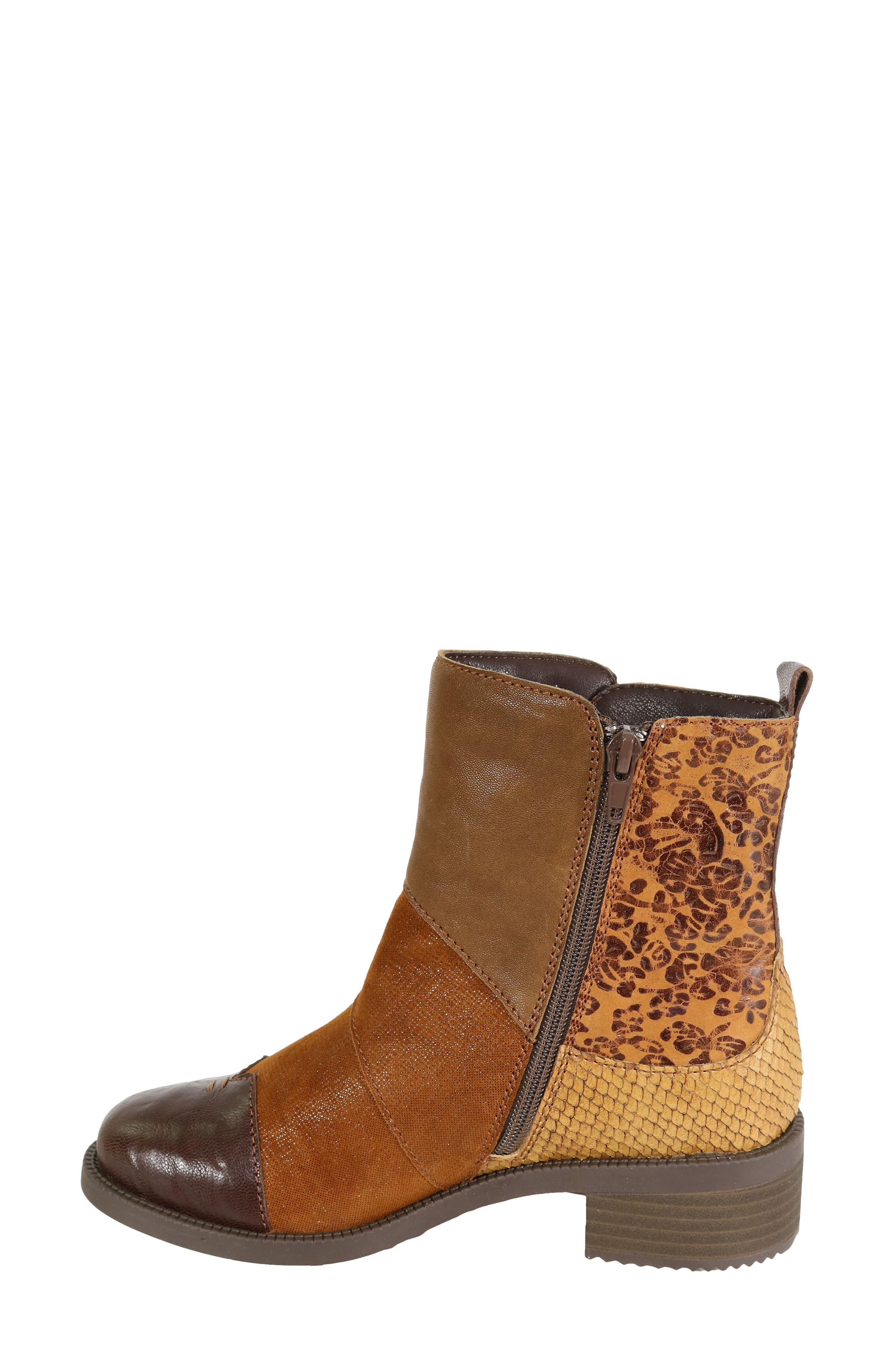 Surprise Patchwork Leather Bootie, Alternate, color, BROWN LEATHER