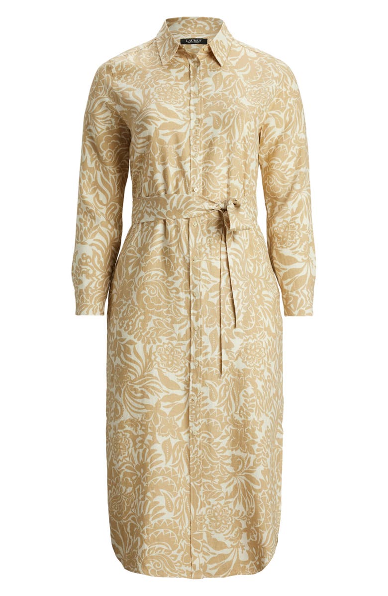 Lauren Ralph Lauren Floral Long Sleeve Linen Shirtdress, Alternate, color,