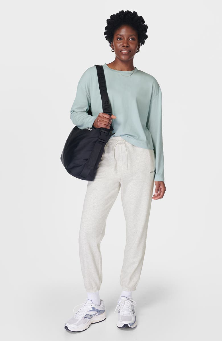 Sweaty Betty Essential Long Sleeve Boxy Crop Top, Alternate, color, Muted Teal Blue