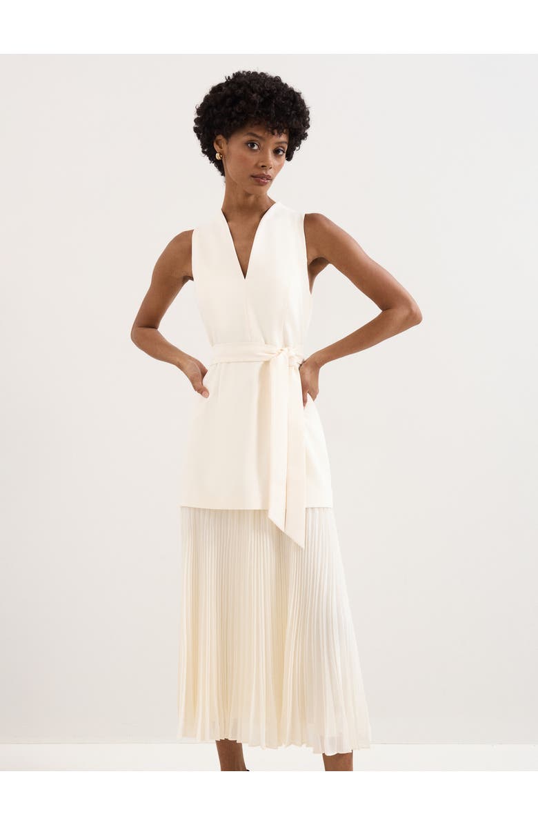 Phase Eight Pia Pleated Midi Dress, Main, color, Ivory