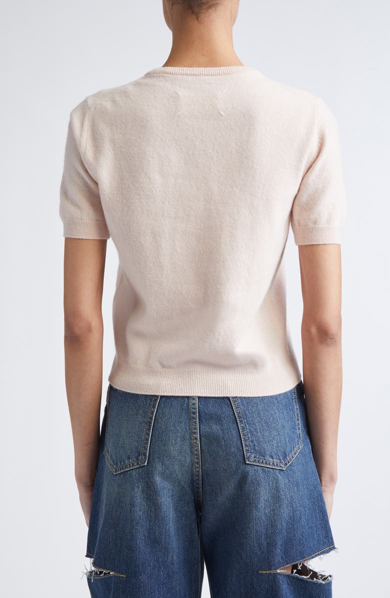 Maison Margiela Short Sleeve Virgin Wool Crewneck Sweater, Alternate, color, Pale Pink