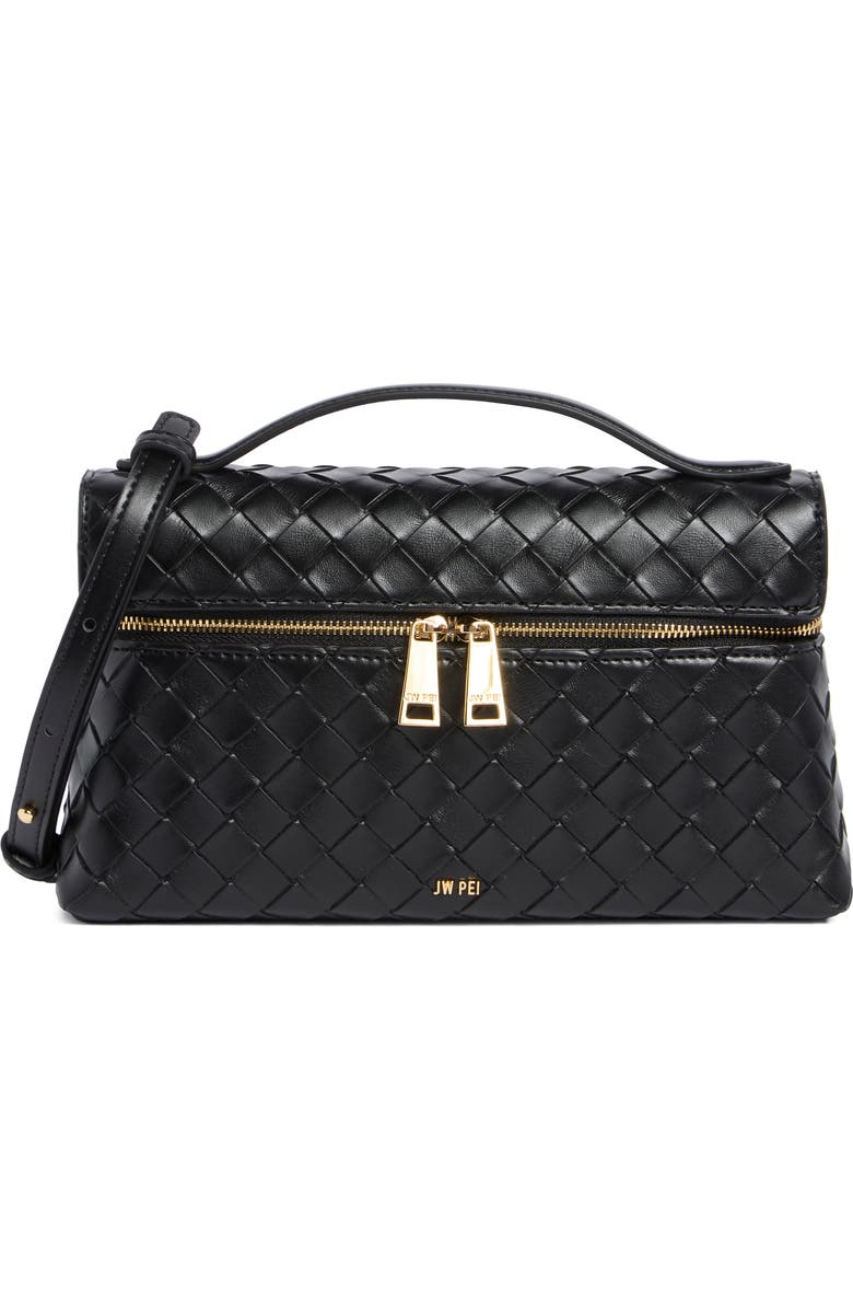 JW PEI Thea Woven Faux Leather Top Handle Crossbody Bag, Main, color, Black