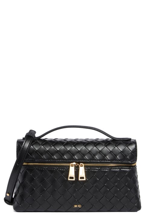 Thea Woven Faux Leather Top Handle Crossbody Bag