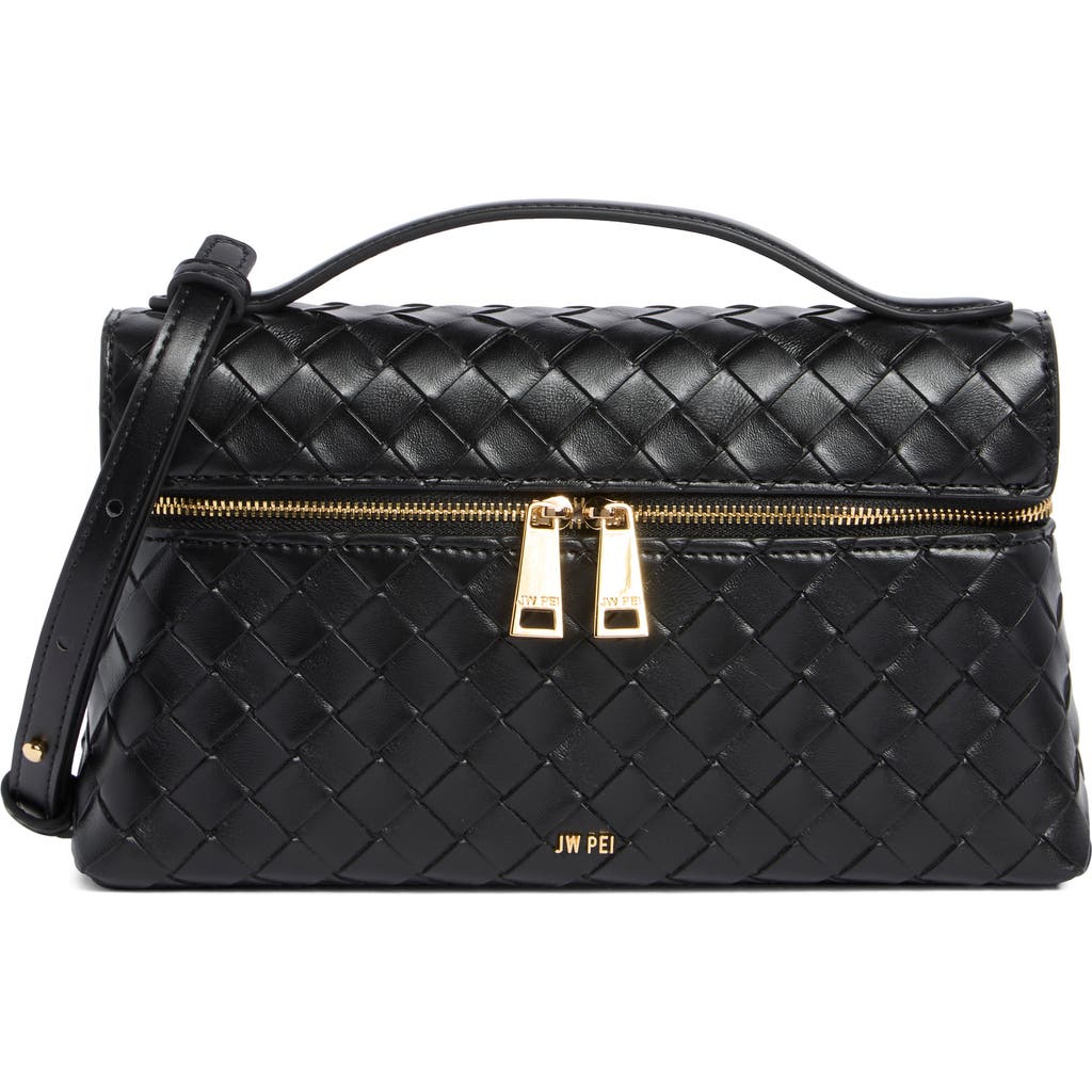 Jw Pei Thea Woven Faux Leather Top Handle Crossbody Bag In Black