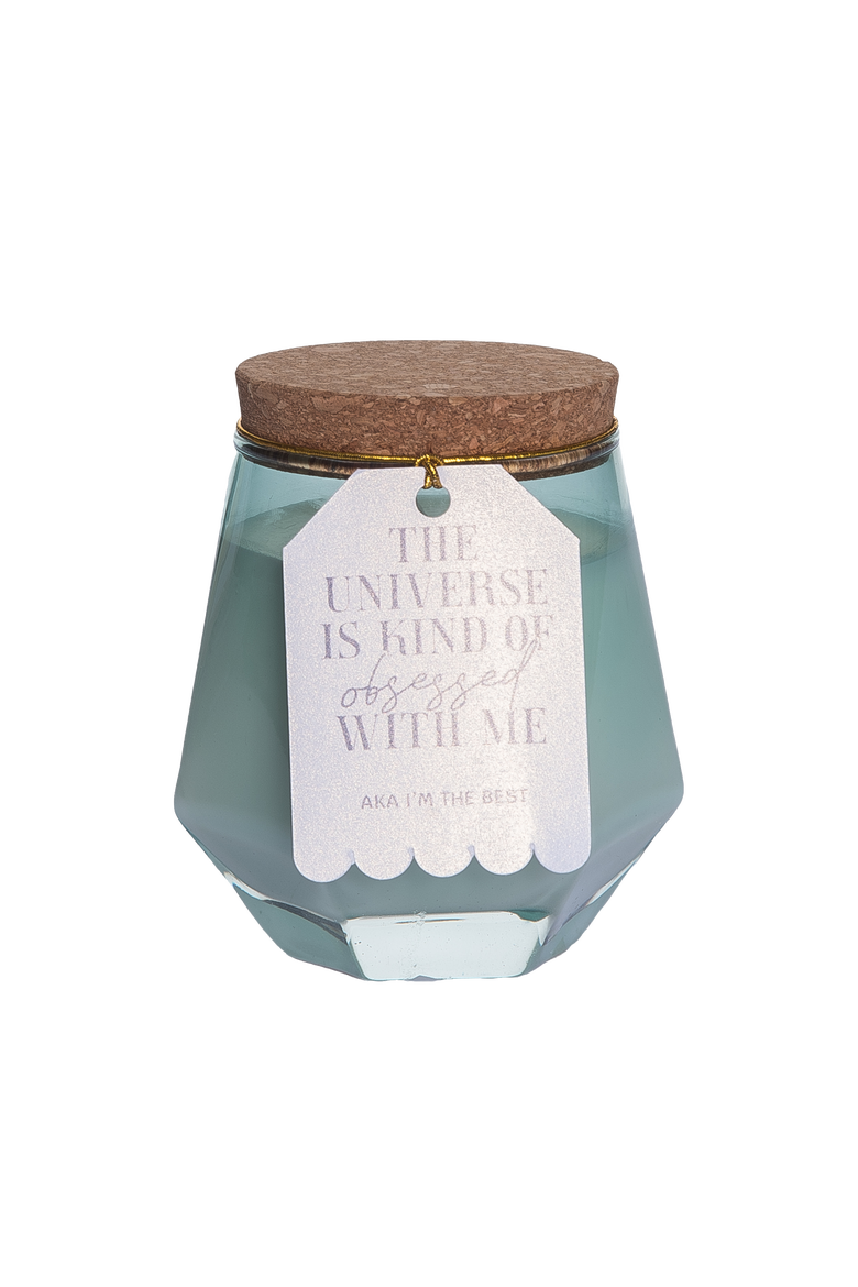 The Universe Teal Geometric Candle Wax Blue 7.7 oz Burn Time 36, Main, color, Blue