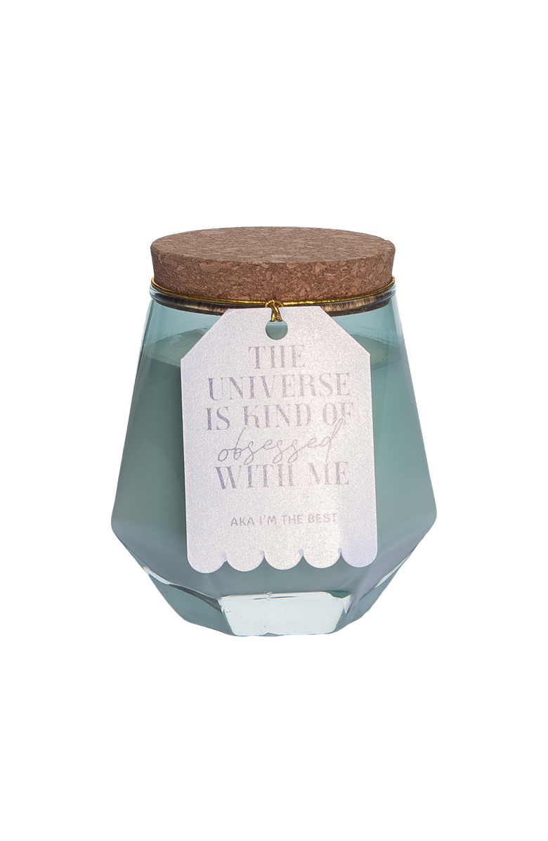 Totalee Gift The Universe Teal Geometric Candle Wax Blue 7.7 oz Burn Time 36, Main, color, Blue