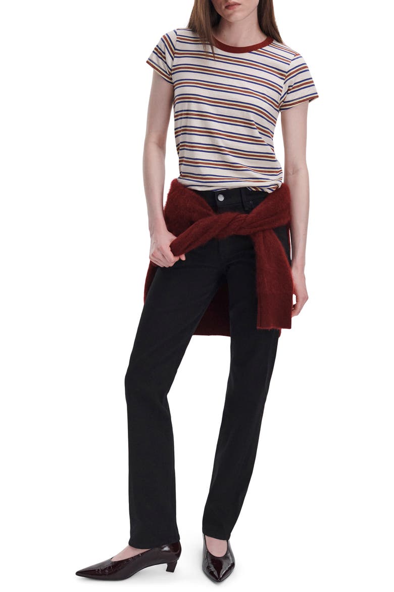 The Slub Stripe Cotton T-Shirt, Alternate, color, IVORY RED MULTI