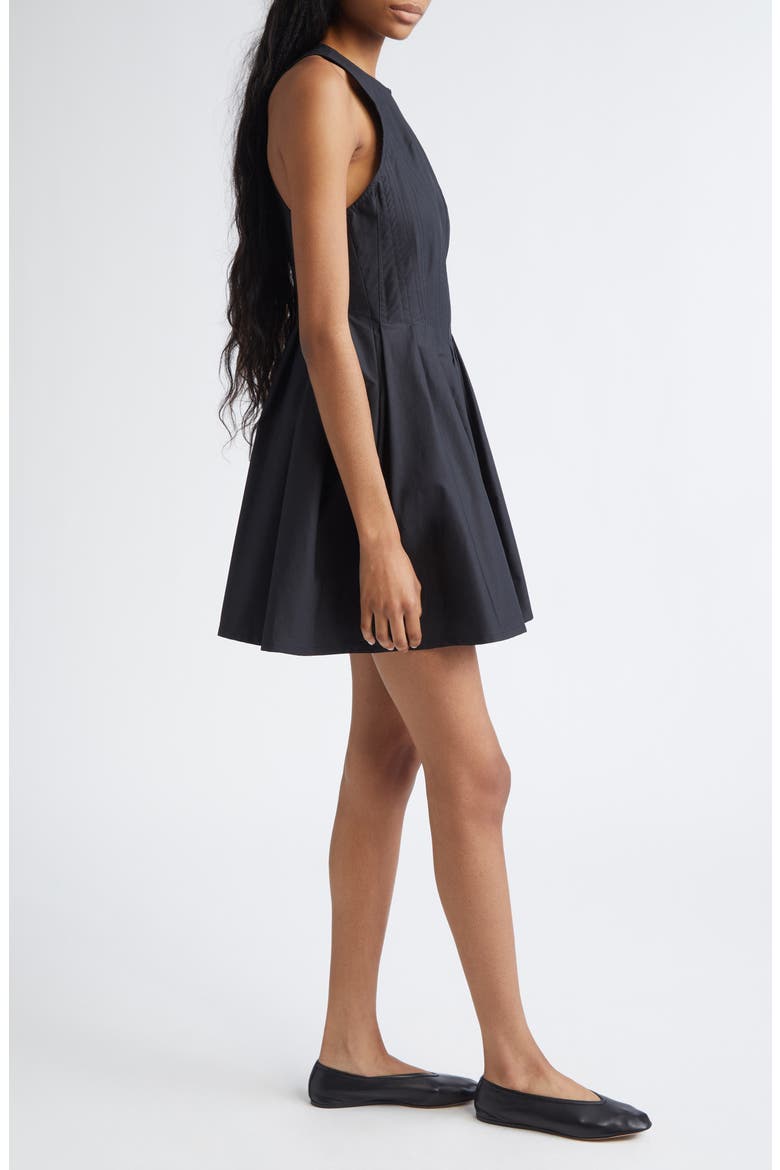 Ara Pleated Cotton Poplin Minidress, Alternate, color, BLACK