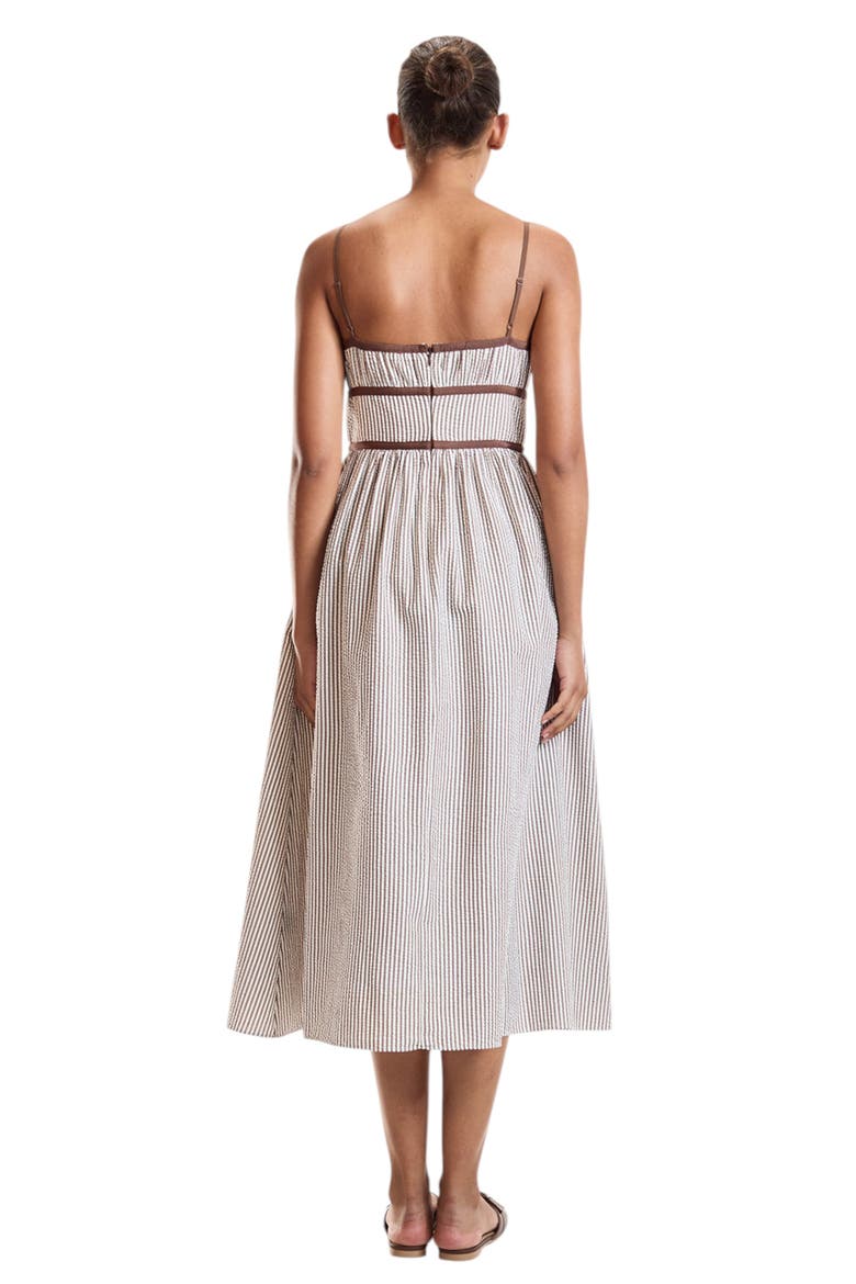 Seersucker Midi Dress, Alternate, color, Brown Pinstripe