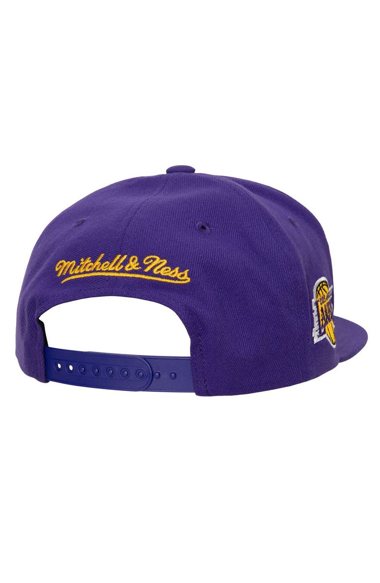 Mitchell & Ness Men's Mitchell & Ness White/Purple Los Angeles Lakers Retro Sport Color Block Script Snapback Hat, Alternate, color, White