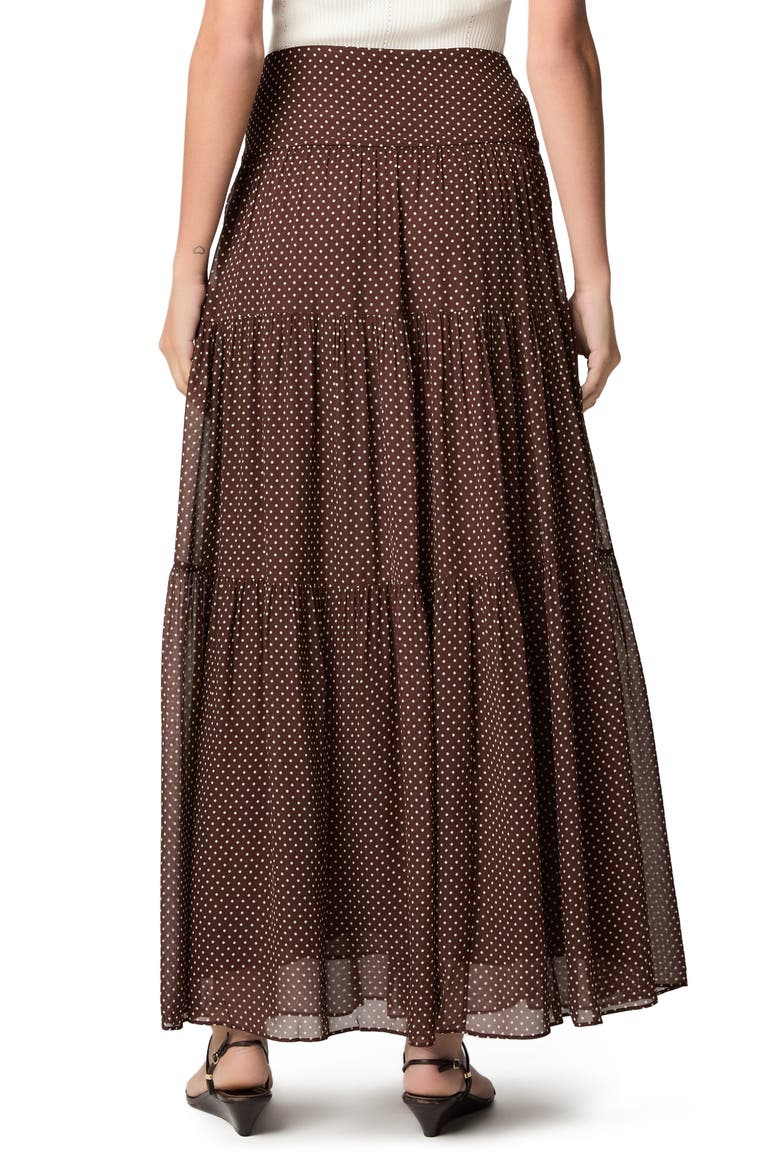 Somi Tiered Polka Dot Maxi Skirt, Alternate, color, MAHOGECRU