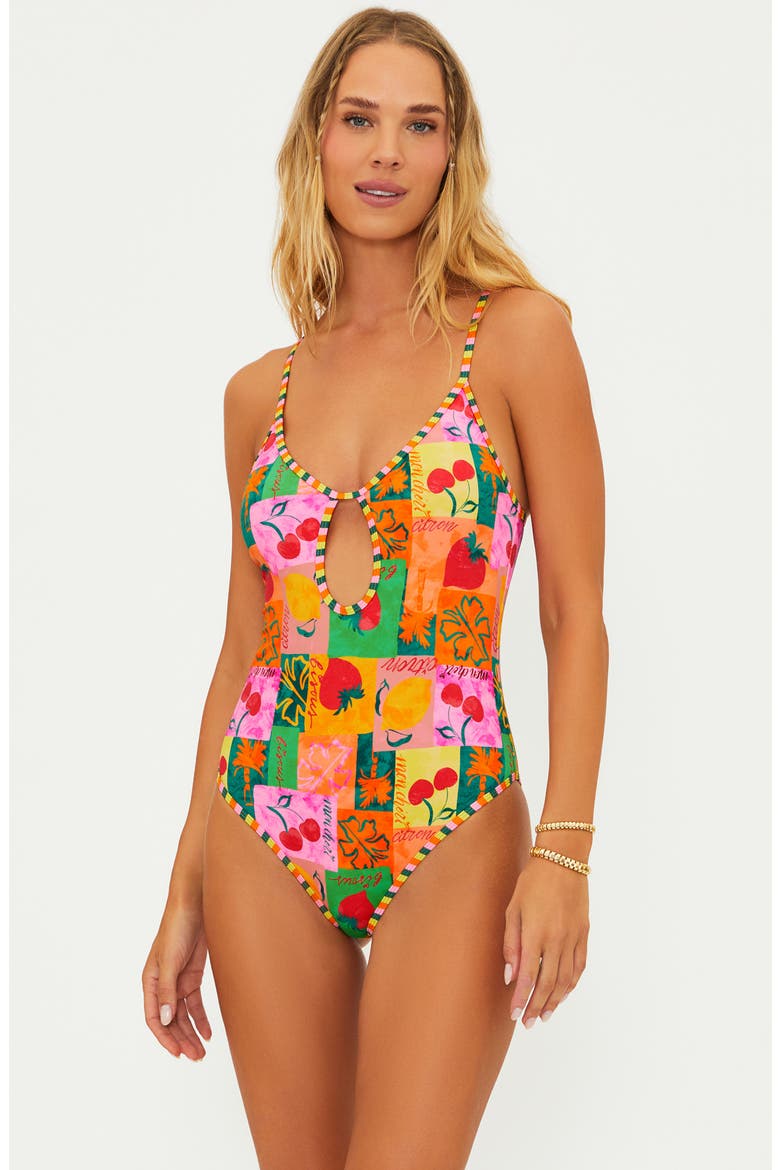 Priscilla Cutout One-Piece Swimsuit, Alternate, color, FRUIT MAR