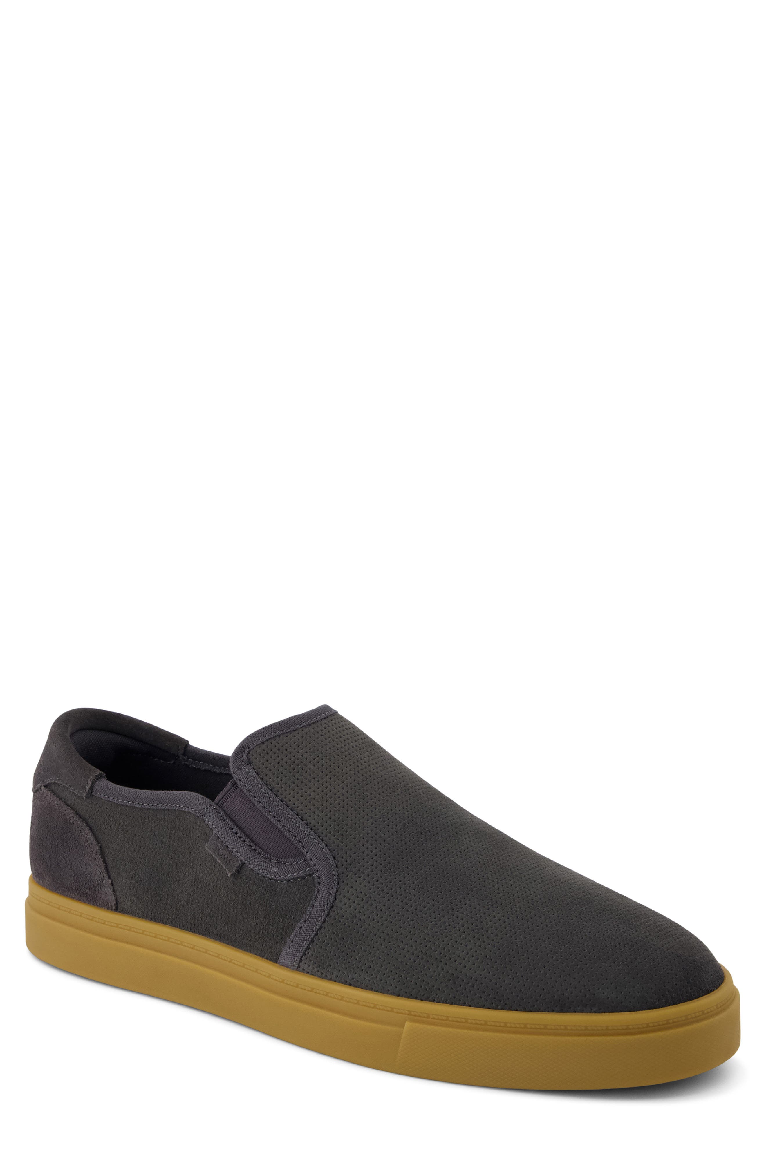 Baja Leather Slip-On Sneaker, Main, color, DARK GREY