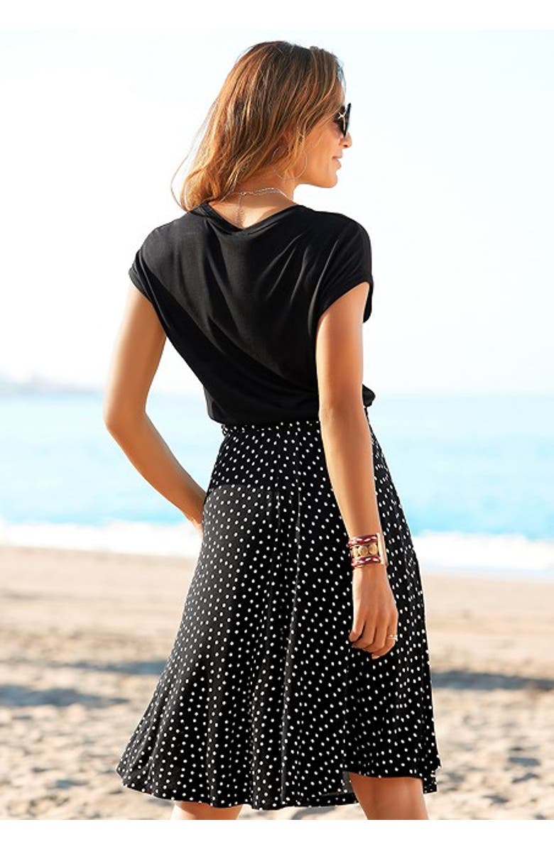 LASCANA Women's Polka Dot 2-In-1 Dress, Alternate, color, Black Dotted