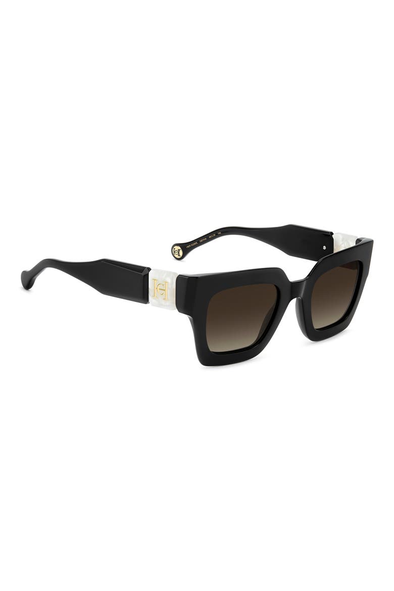 Her 49mm Square Sunglasses, Alternate, color, BLACK MARBLE/ BROWN SF