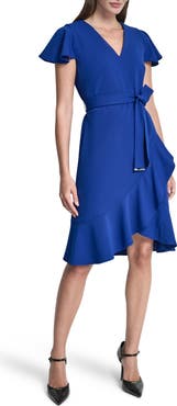 DKNY Short Sleeve Tulip Hem Fit & Flare Dress