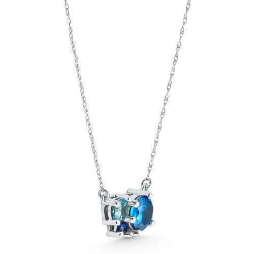 Bliss Diamond 3ct Blue Sapphire Topaz Aquamarine Diamond Pendant Necklace 14k Gold Lab Grown In 14k White Gold