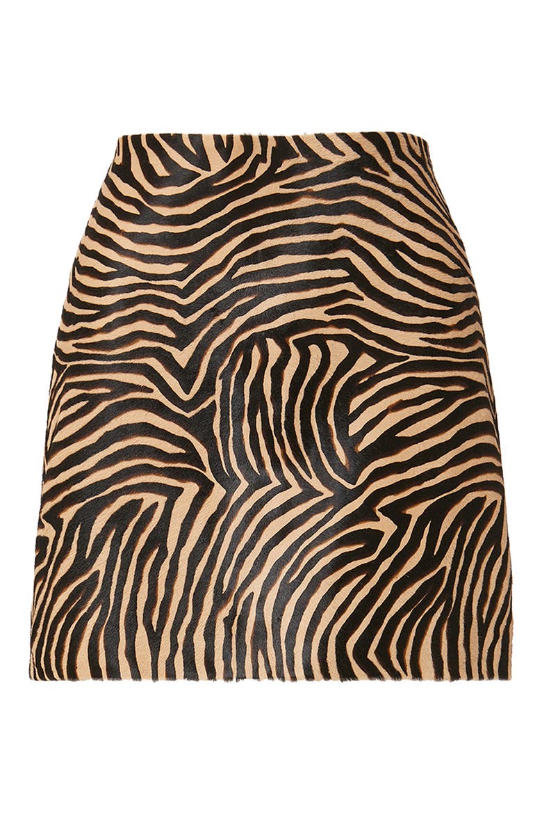 Ohemia Zebra Print Genuine Calf Hair Skirt, Alternate, color, TAN MULTI