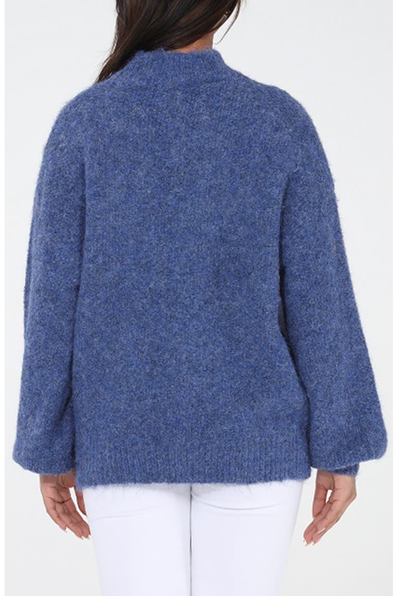 Rhinestone Embellished Floral Turtleneck Sweater, Alternate, color, BLUE