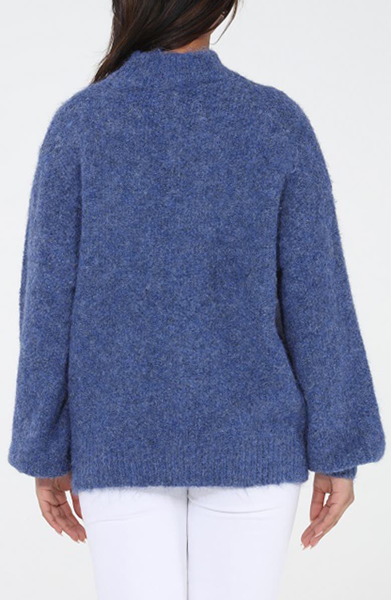 RAIN AND ROSE Rhinestone Embellished Floral Turtleneck Sweater, Alternate, color, Blue