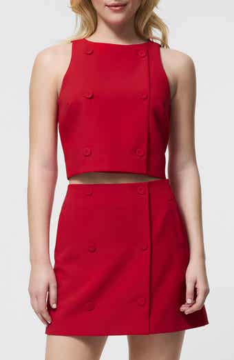 French Connection Azra Double Breasted Sleeveless Crop Top