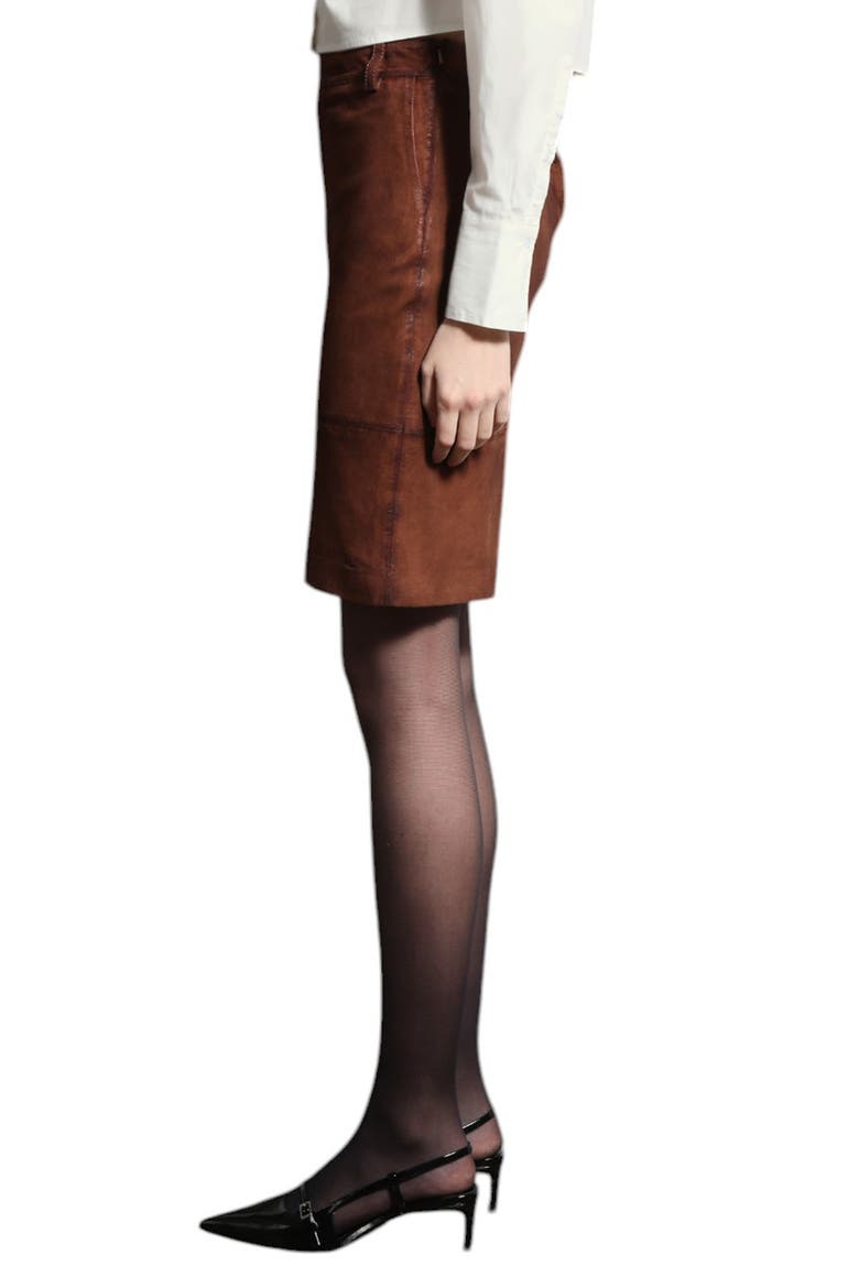 Piper High Waist Leather Skirt, Alternate, color, COGNAC
