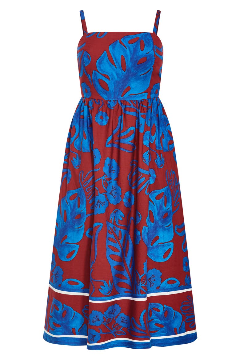 Giana Floral Cotton Sundress, Alternate, color, BLUE BORDER SEVILLE