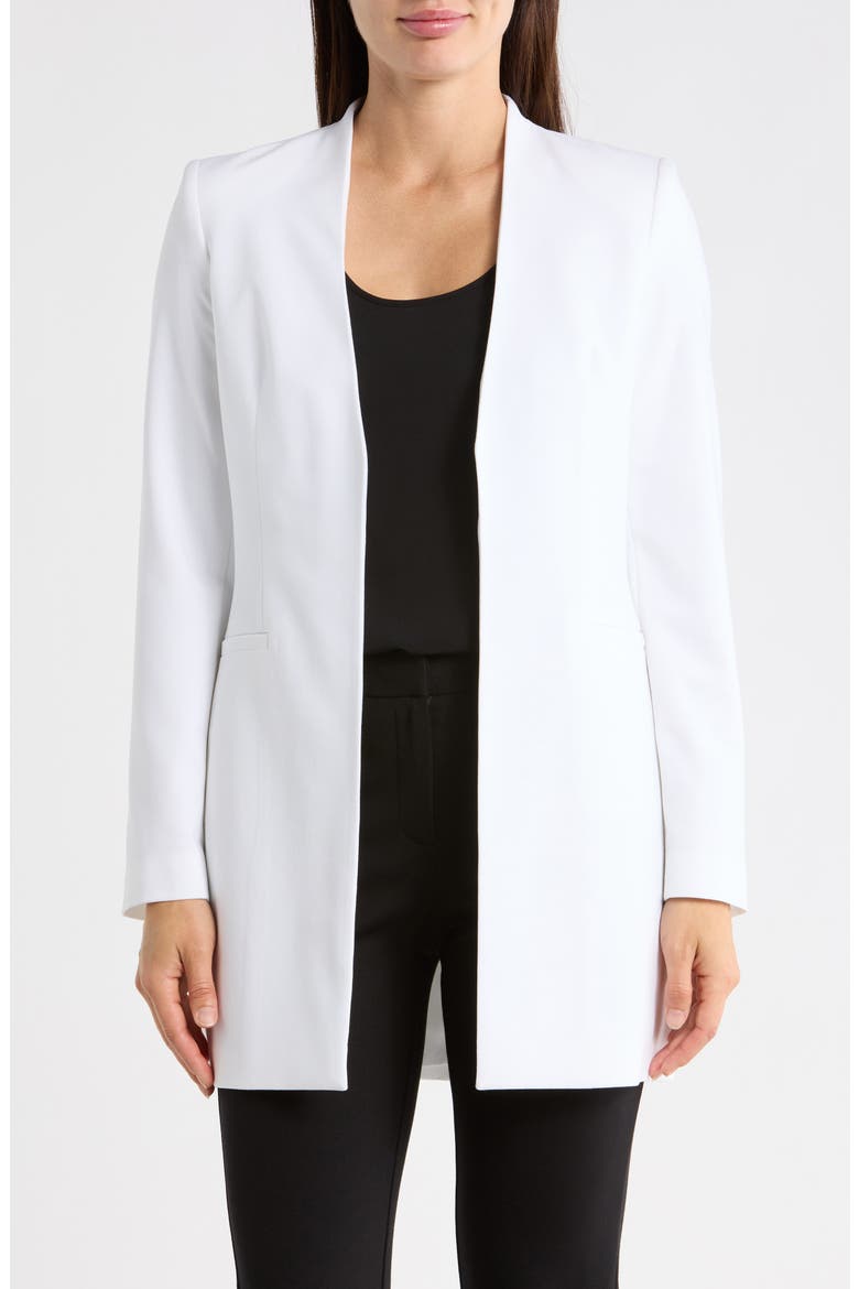 Open Front Roll Sleeve Blazer, Main, color, WHITE