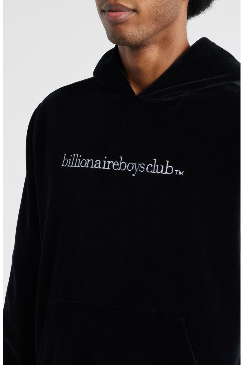 BB Mission Logo Embroidered Velour Hoodie, Alternate, color, BLACK