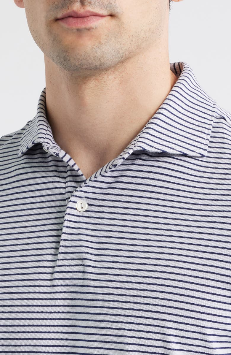 Peter Millar Crown Crafted Albatross Stripe Pima Cotton Blend Polo, Alternate, color, Gale Grey