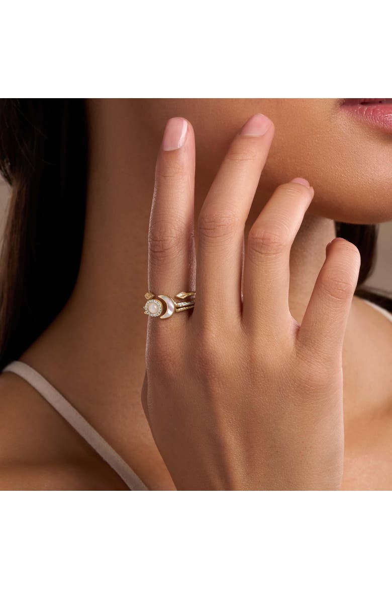 Lunar Brilliance Rainbow Moonstone Moon Gold Ring, Alternate, color, Gold