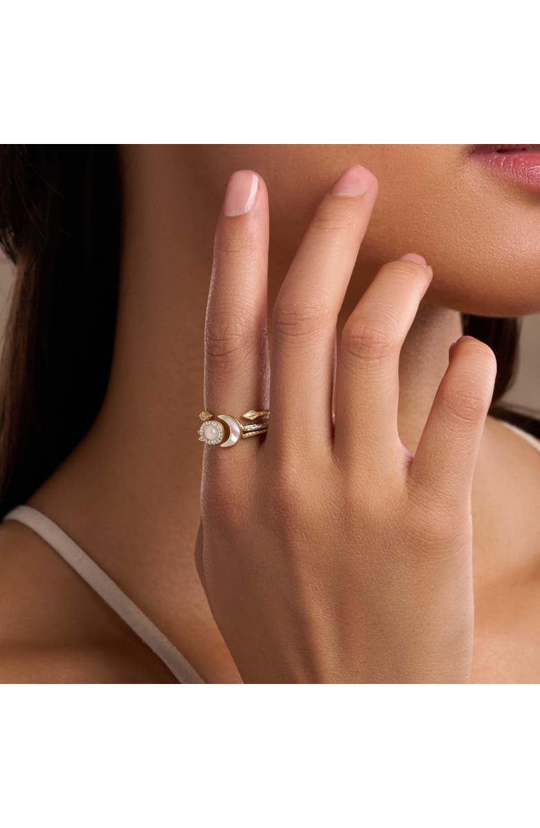 Karma and Luck Lunar Brilliance Rainbow Moonstone Moon Gold Ring, Alternate, color, Gold