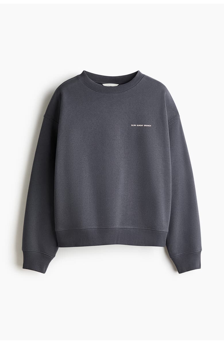 H&M Text-motif Sweatshirt, Main, color, Dark Gray/Brunch