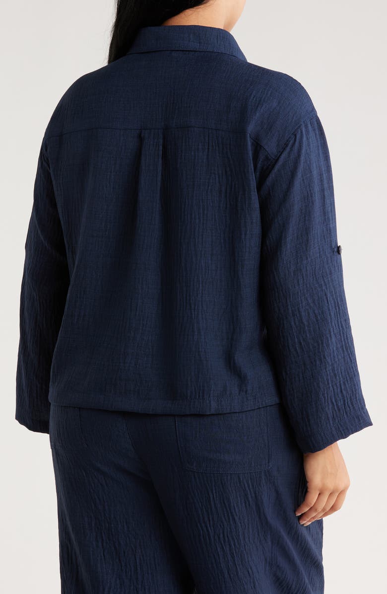 MAX STUDIO Textured Collared Shirt, Alternate, color, Navy