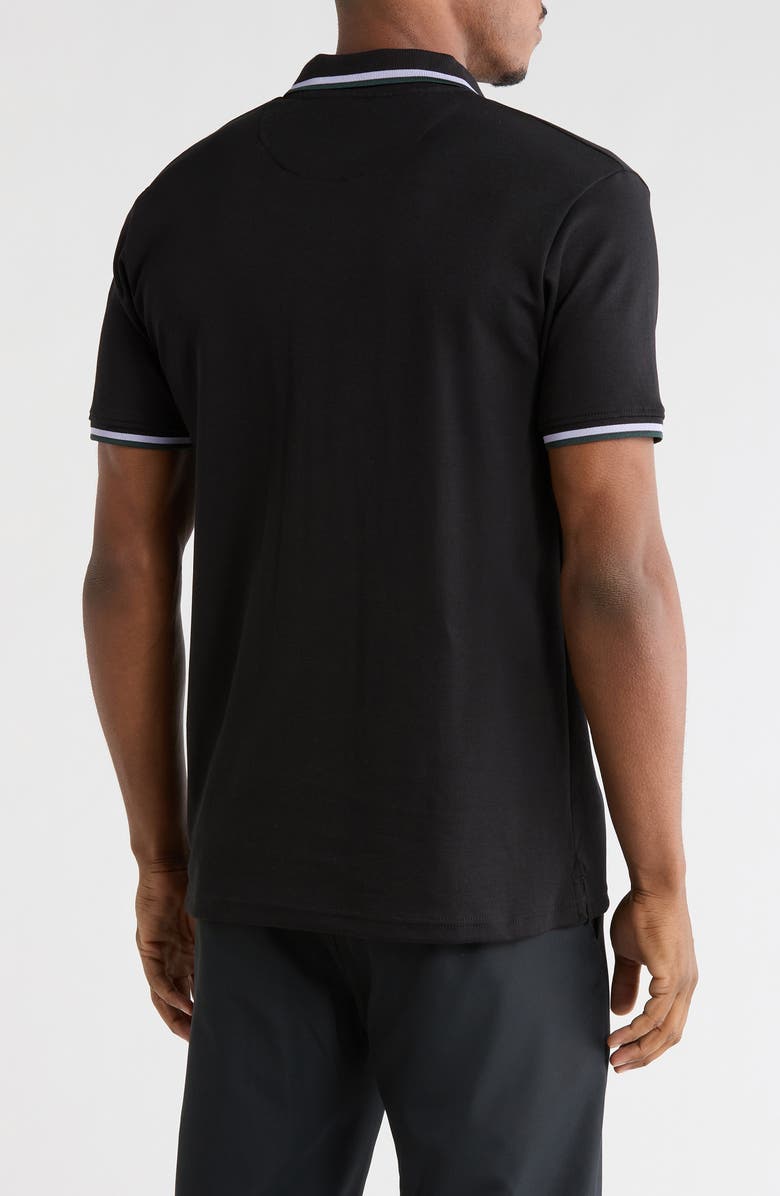 DENIM AND FLOWER Tipped Quarter Zip Polo, Alternate, color, Black