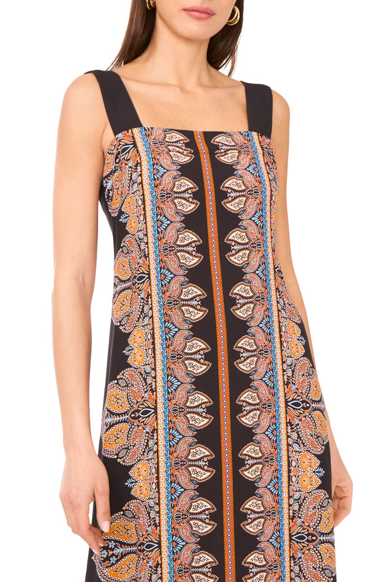 Vince Camuto Print Square Neck Sleeveless Maxi Dress, Alternate, color, Rich Black