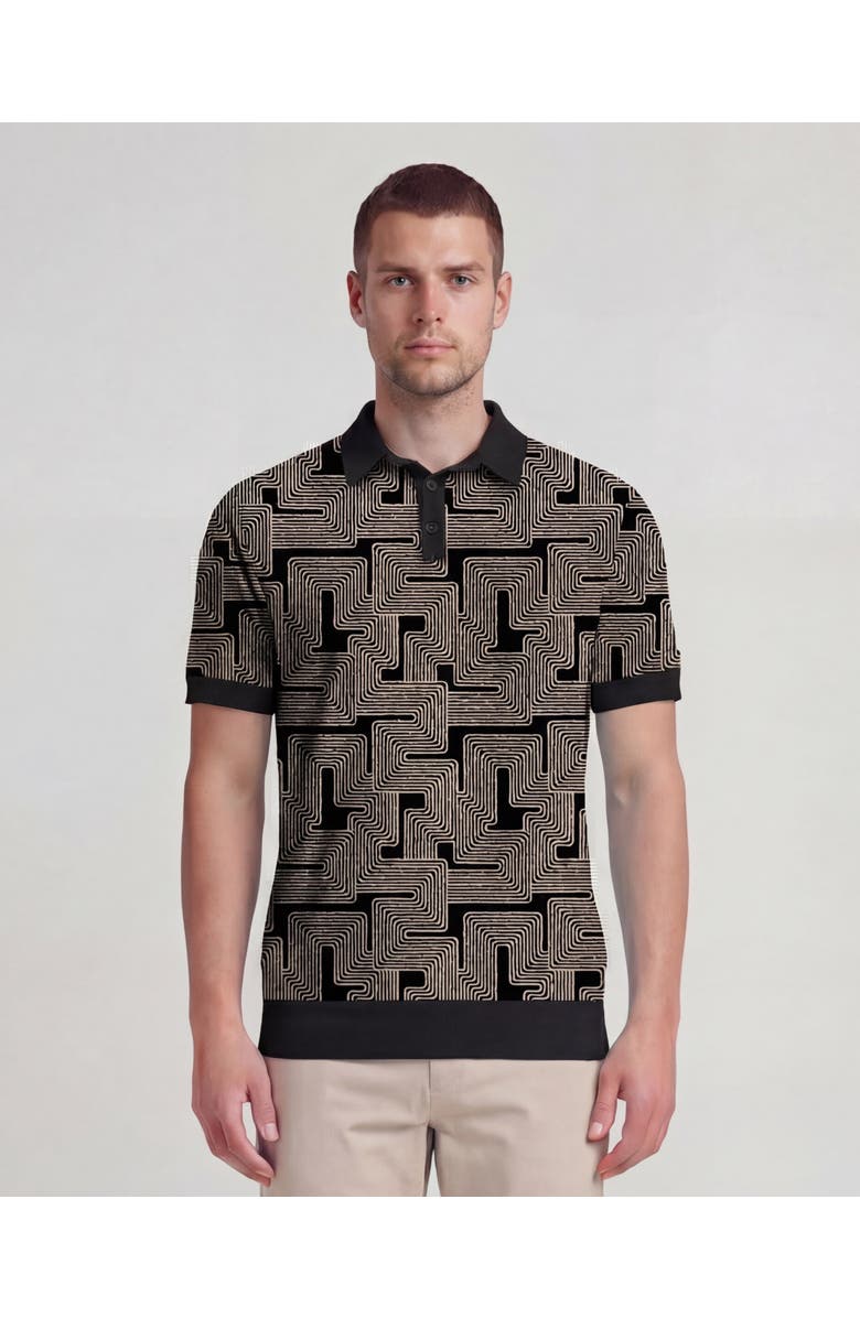 Lords of Harlech Inter Twine Mens Merino Silk Cashmere Polo, Alternate, color, Inter Twine Black