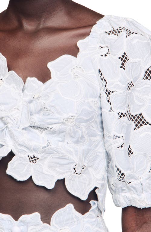 Sandro Roseraie Embroidered Floral Crop Top In White