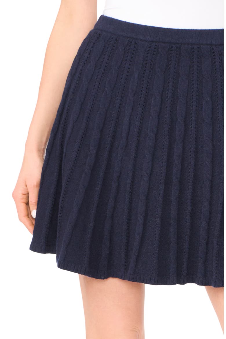 Cable Stitch Pointelle Sweater Miniskirt, Alternate, color, CLASSIC NAVY