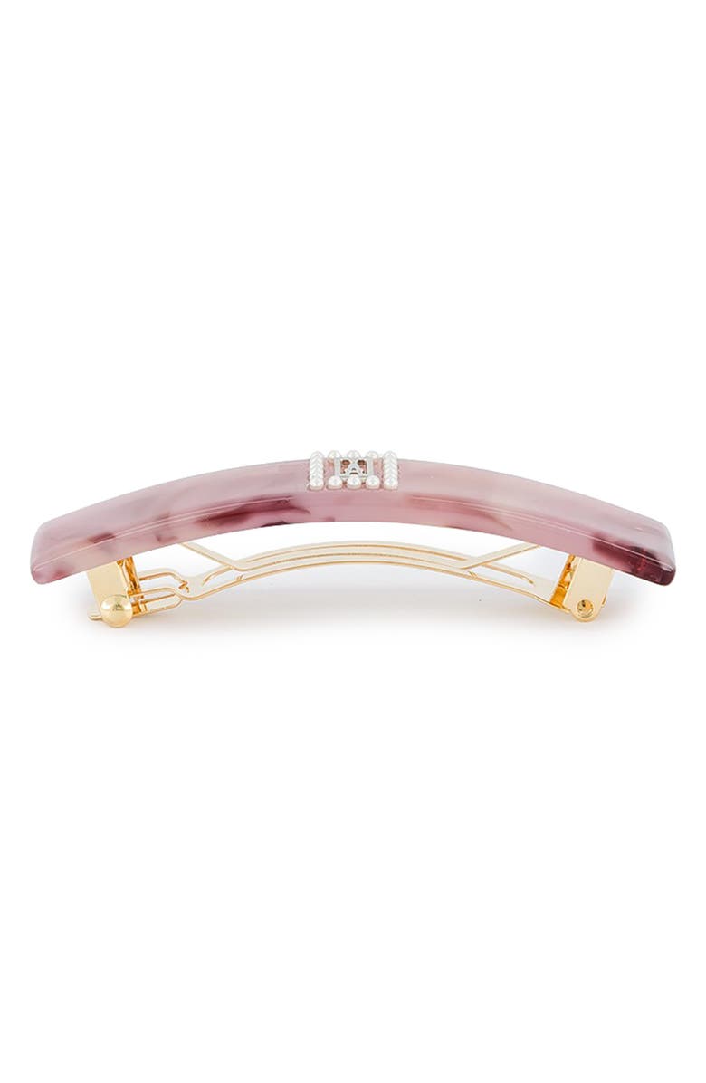 Alexandre de Paris Imitation Pearl Barrette, Alternate, color, Rose